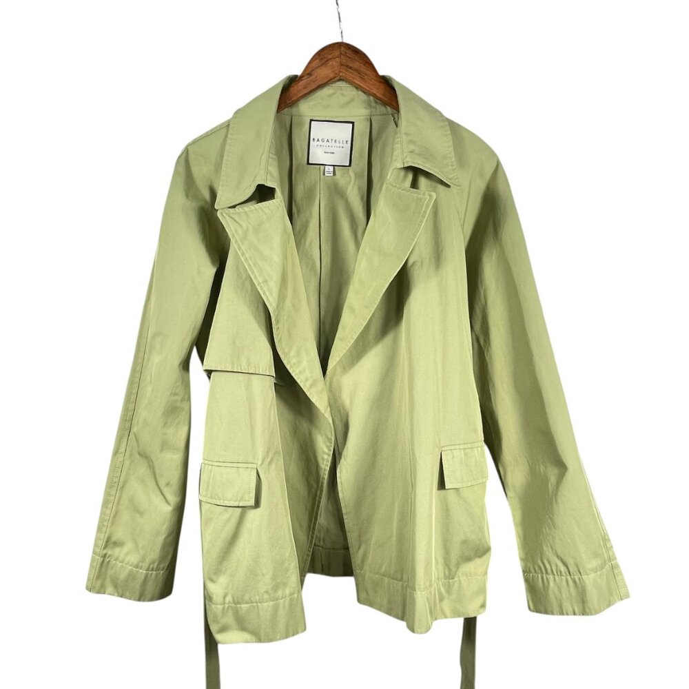 Bagatelle Collection Sage Green Belted Trench Jacket Size L - Picture 10 of 10